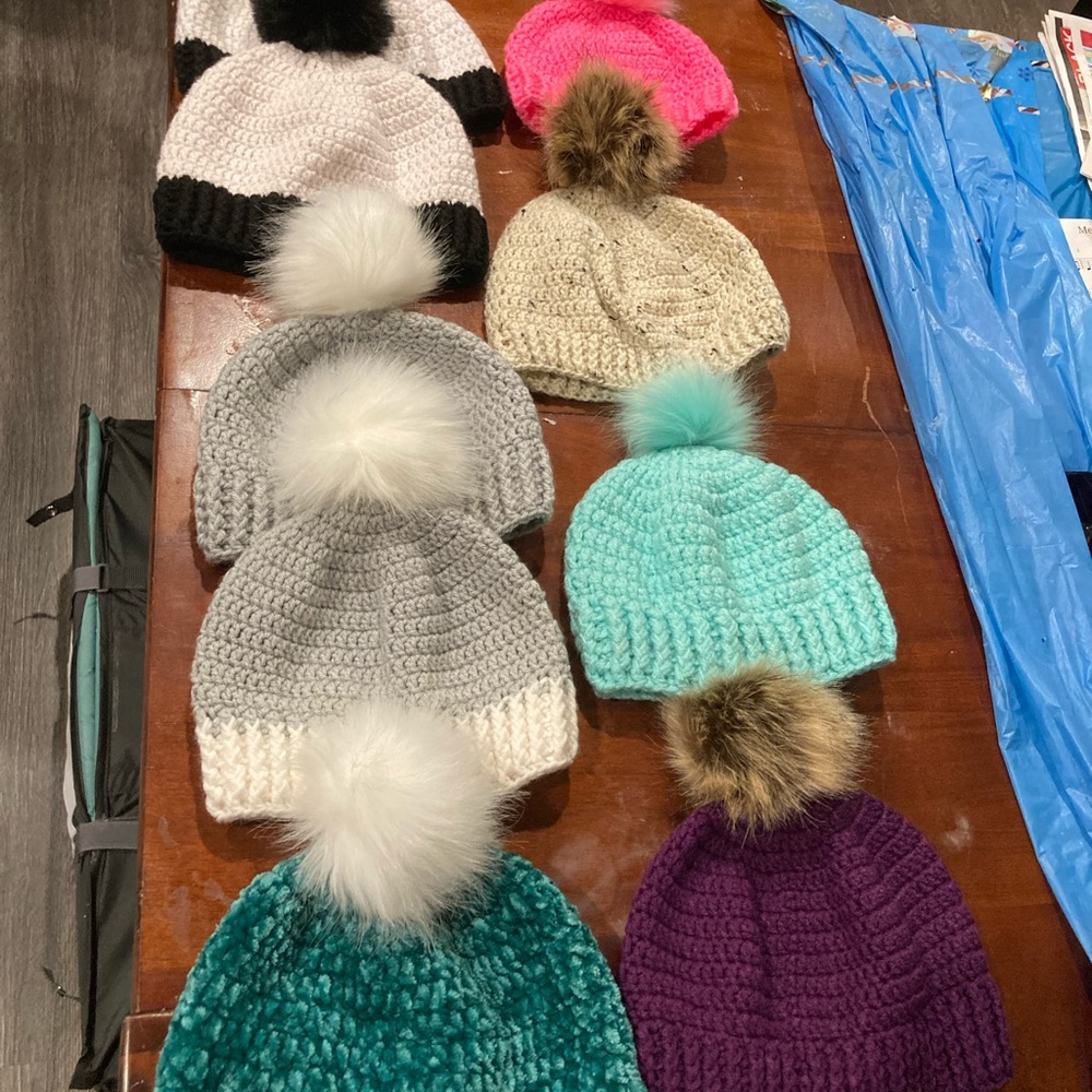 Beautiful handmade hats!! This is what’s left of my inventory!